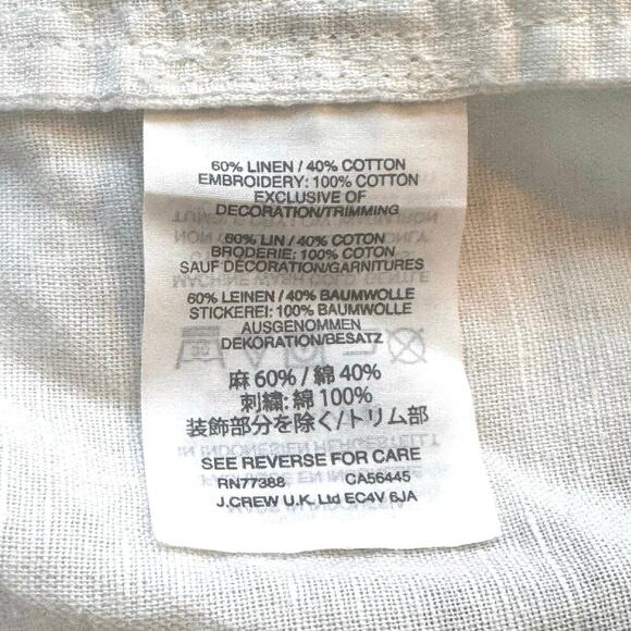 J. CREW White Embroidered Linen Beach Swimsuit Cover-Up Tunic Tassel Sz XXS - Picture 11 of 12